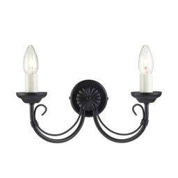 Chartwell 2 Light Indoor Candle Wall Light Black, E14