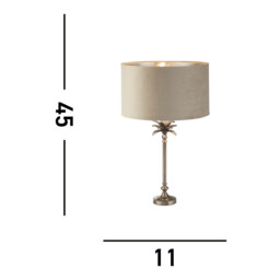 Palm Table Lamp Antique Nickel, Taupe Velvet Shade - thumbnail 3