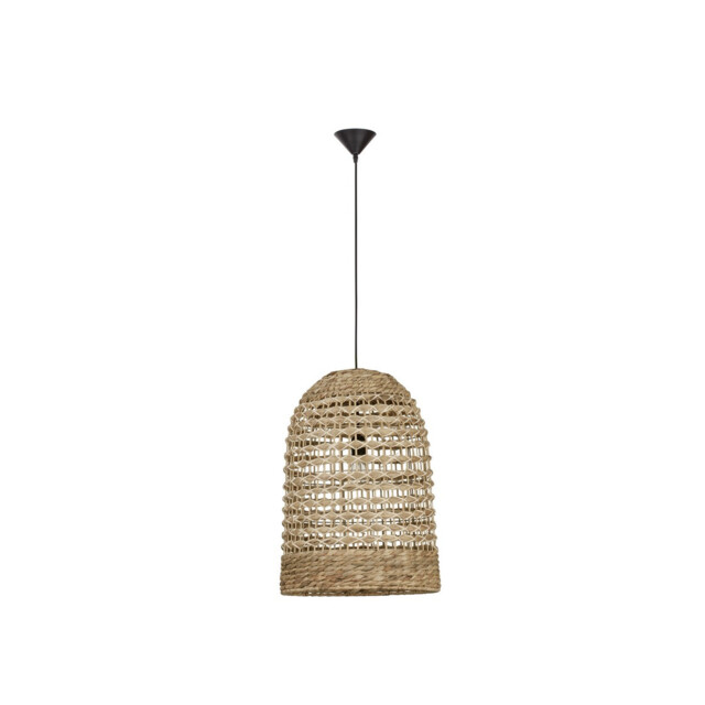 Griffin 42cm Dome Pendant Ceiling Light Dried Water Hyacinth Black Fabric Wire, Base LED E27 - image 1