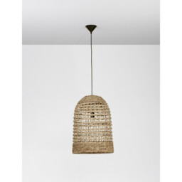 Griffin 42cm Dome Pendant Ceiling Light Dried Water Hyacinth Black Fabric Wire, Base LED E27 - thumbnail 3