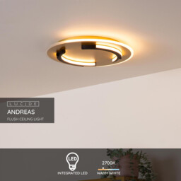 Lucide ANDREAS - Flush ceiling light - 39,6 cm - LED - 1x30W 2700K - Matt Gold / Brass - thumbnail 2