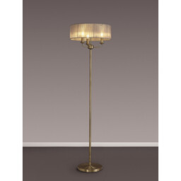 Banyan 3 Light Switched Floor Lamp With 45cm x 15cm Grey Organza Shade Antique Brass/Grey - thumbnail 2
