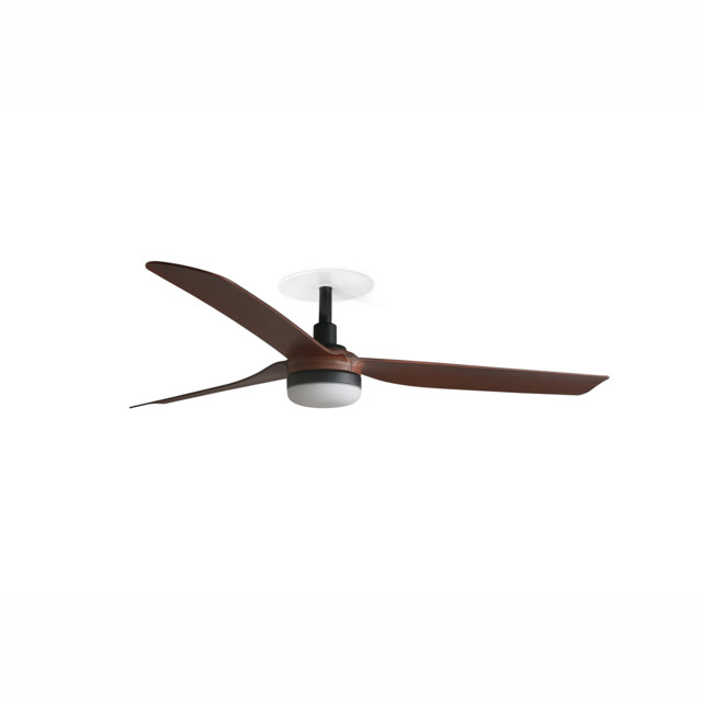Punt Recessed 132cm LED Ceiling Fan Matt Black, Walnut Blades CCT - image 1