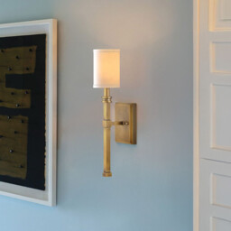 Hinkley Moore Candle Wall Lamp Traditional Heritage Brass, Ivory Linen Shade 1x E14 - thumbnail 2