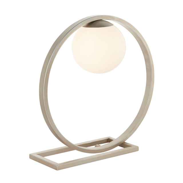 Enzo Globe Table Lamp Brushed Silver Finish, Gloss Opal Glass, 1x G9 - image 1