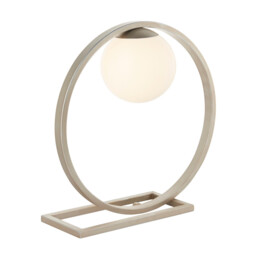 Enzo Globe Table Lamp Brushed Silver Finish, Gloss Opal Glass, 1x G9 - thumbnail 1