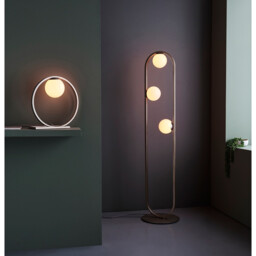 Enzo Globe Table Lamp Brushed Silver Finish, Gloss Opal Glass, 1x G9 - thumbnail 5