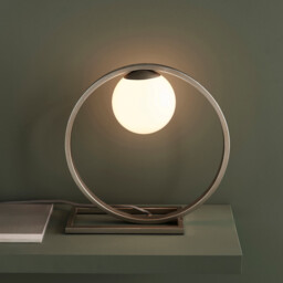 Enzo Globe Table Lamp Brushed Silver Finish, Gloss Opal Glass, 1x G9 - thumbnail 3