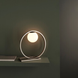 Enzo Globe Table Lamp Brushed Silver Finish, Gloss Opal Glass, 1x G9 - thumbnail 2