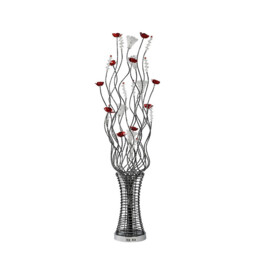 (DH) Rouge Floor Lamp 7 Light G4 Black/Red/Chrome/Crystal, NOT LED/CFL Compatible