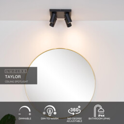 Taylor Modern Ceiling Spotlight Bathroom - LED Dim to warm - GU10 - 4x5W 2200K/3000K - IP44 - Black - thumbnail 2