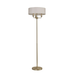 Banyan 3 Light Switched Floor Lamp With 45cm x 15cm Faux Silk Fabric Shade Champagne Gold/White - thumbnail 5