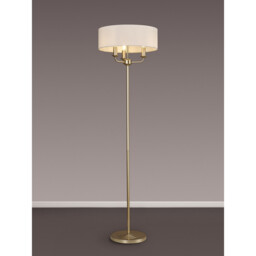 Banyan 3 Light Switched Floor Lamp With 45cm x 15cm Faux Silk Fabric Shade Champagne Gold/White - thumbnail 2