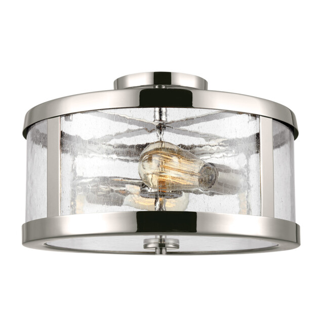 Harrow Cylindrical 2 Light Semi Flush Lamp, Polished Nickel - image 1