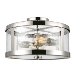 Harrow Cylindrical 2 Light Semi Flush Lamp, Polished Nickel - thumbnail 1