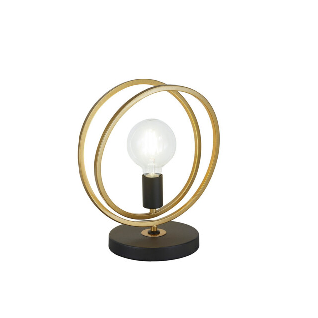 Wales Double Ring Table Lamp, E27, Matt Black, Painted Gold - image 1