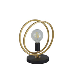 Wales Double Ring Table Lamp, E27, Matt Black, Painted Gold - thumbnail 5