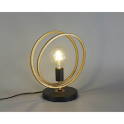 Wales Double Ring Table Lamp, E27, Matt Black, Painted Gold - thumbnail 3