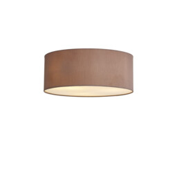 Baymont White 3 Light E27 Universal Flush Ceiling Fixture With 50cm x 20cm Dual Faux Silk Shade, Taupe/Halo Gold - thumbnail 1