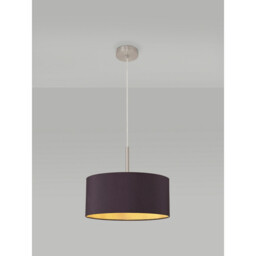 Baymont Satin Nickel E27 Single Pendant With 40cm x 18cm Dual Faux Silk Shade, Midnight Black/Green Olive - thumbnail 2