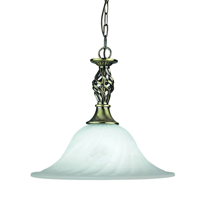 Cameroon 1 Light Dome Ceiling Pendant Antique Brass, Marble Glass, E27 - image 1