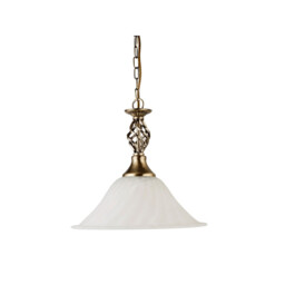 Cameroon 1 Light Dome Ceiling Pendant Antique Brass, Marble Glass, E27 - thumbnail 3