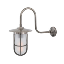 Fabo Outdoor Wall Light, Antique Silver, Frosted Glass, IP65