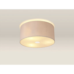 Baymont Polished Chrome 3 Light E27 Flush Ceiling With 40cm x 18cm Dual Faux Silk Shade Nude Beige/Moonlight - thumbnail 2
