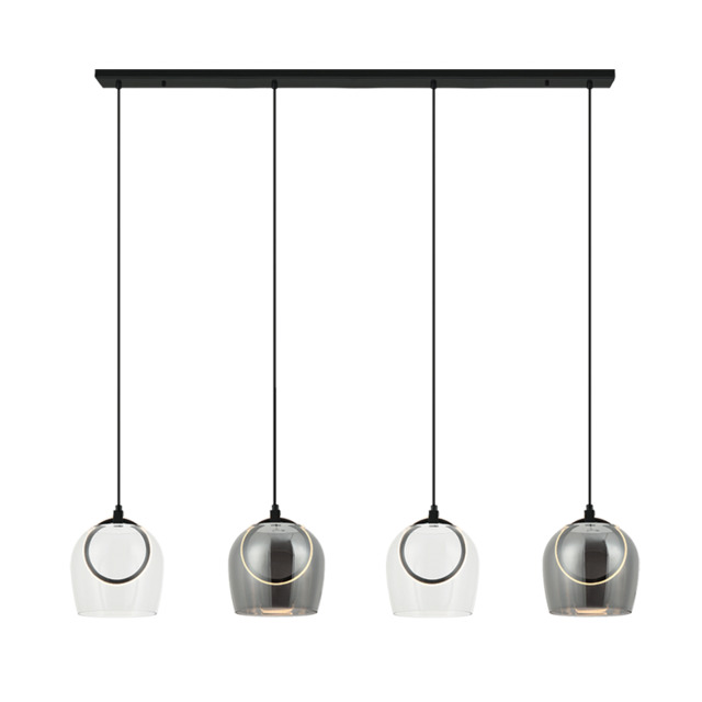 Halo Bar Pendant Ceiling Light Black Matt -Smoked-Champagne-Clear Glass LED 3000K - image 1