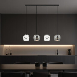 Halo Bar Pendant Ceiling Light Black Matt -Smoked-Champagne-Clear Glass LED 3000K - thumbnail 2
