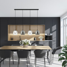 Halo Bar Pendant Ceiling Light Black Matt -Smoked-Champagne-Clear Glass LED 3000K - thumbnail 3