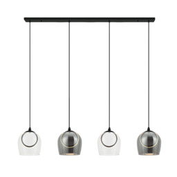 Halo Bar Pendant Ceiling Light Black Matt -Smoked-Champagne-Clear Glass LED 3000K - thumbnail 1