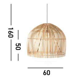 Bali 1 Light Pendant, Bamboo Shade, Black Suspension - thumbnail 5