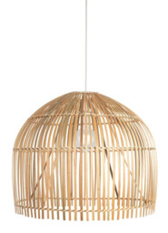 Bali 1 Light Pendant, Bamboo Shade, Black Suspension - thumbnail 1