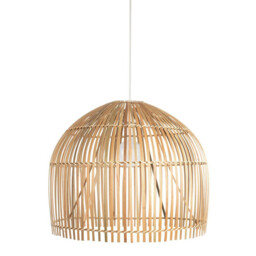 Bali 1 Light Pendant, Bamboo Shade, Black Suspension - thumbnail 3