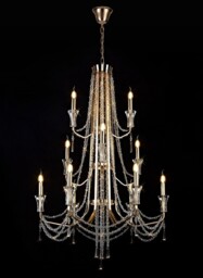 Armand Ceiling Chandelier Pendant 6+3+3 Light E14 French Gold, Crystal - thumbnail 3