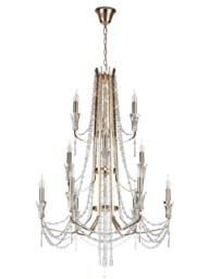 Armand Ceiling Chandelier Pendant 6+3+3 Light E14 French Gold, Crystal - thumbnail 5