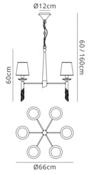 Tiffany Ceiling Pendant 6+6 Light E14+G9, Polished Chrome with White Shades & Clear Crystal - thumbnail 2