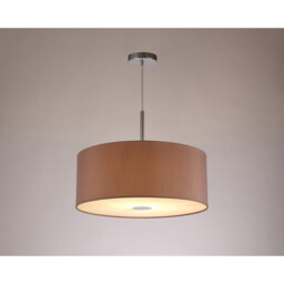 Baymont Polished Chrome E27 Single Pendant With 50cm x 20cm Dual Faux Silk Shade, Taupe/Halo Gold - thumbnail 2