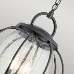 Vandalia 3 Light Medium Outdoor Ceiling Chain Lantern Black, E14 - thumbnail 3