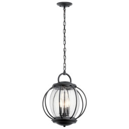 Vandalia 3 Light Medium Outdoor Ceiling Chain Lantern Black, E14