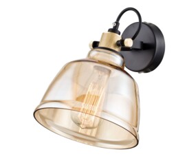 Irving Wall Lamp Black with Glass Shade, 1 Light, E27 - thumbnail 1