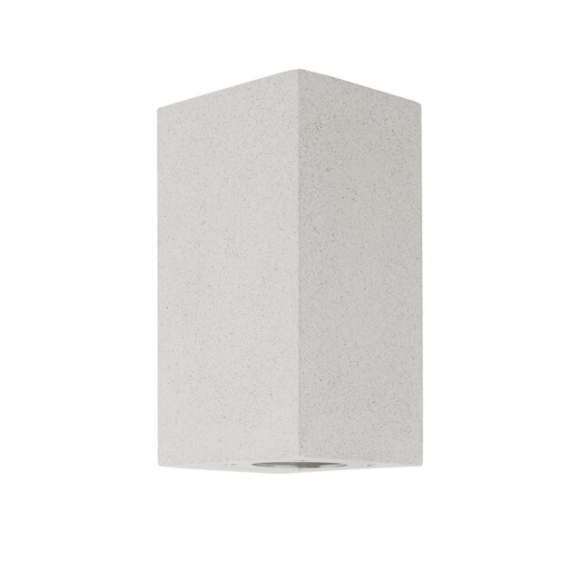 Fuento 2 Light Outdoor Up Down Wall Lamp White Sandstone Glass LED GU10 2x7W IP65 - image 1