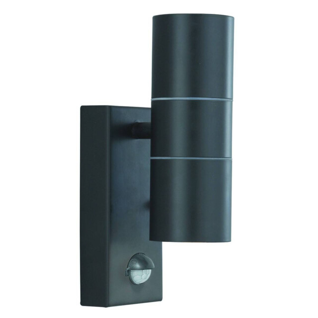 Outdoor Up Down Wall 2 Light Black Cast Aluminium with Motion Sensor IP44, GU10 - image 1
