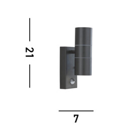 Outdoor Up Down Wall 2 Light Black Cast Aluminium with Motion Sensor IP44, GU10 - thumbnail 5