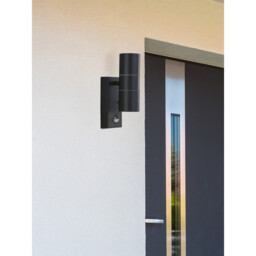 Outdoor Up Down Wall 2 Light Black Cast Aluminium with Motion Sensor IP44, GU10 - thumbnail 2
