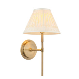 Rennes & Chatsworth Wall Lamp with Shade Antique Brass Plate & Ivory Silk