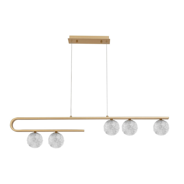 Mirano 5 Light Bar Pendant Ceiling Light Clear Structured Glass, Brass Gold LED G9 - image 1