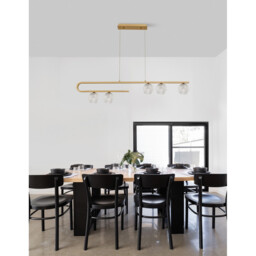 Mirano 5 Light Bar Pendant Ceiling Light Clear Structured Glass, Brass Gold LED G9 - thumbnail 2