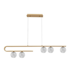 Mirano 5 Light Bar Pendant Ceiling Light Clear Structured Glass, Brass Gold LED G9 - thumbnail 1